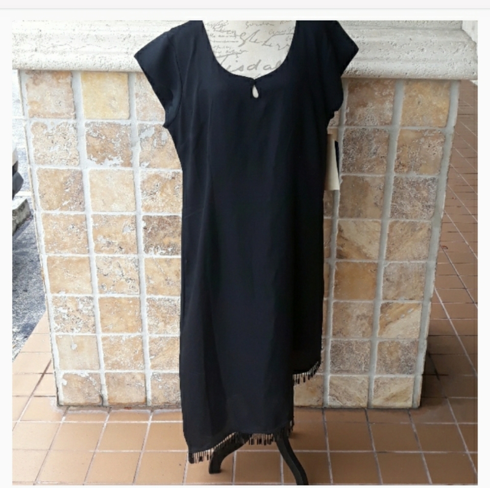 NWT Mlle Gabrielle Asymmetrical black dress Sz 22